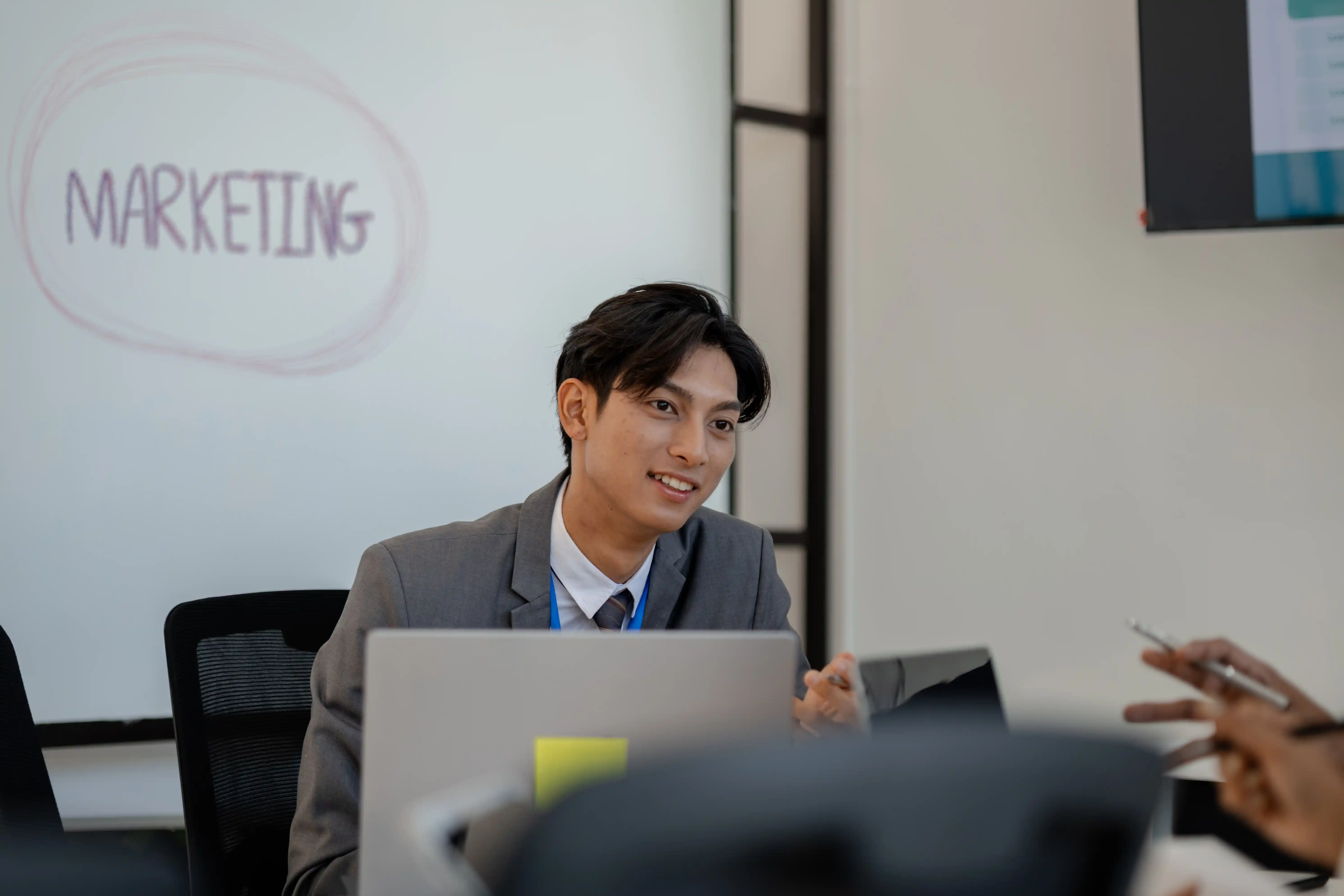 Marketing strategy discussion in a private office